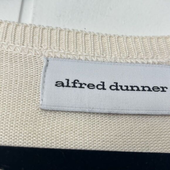 Alfred Dunner Cream Knit Blue Color block Sweater grandmacore large - Picture 2 of 4
